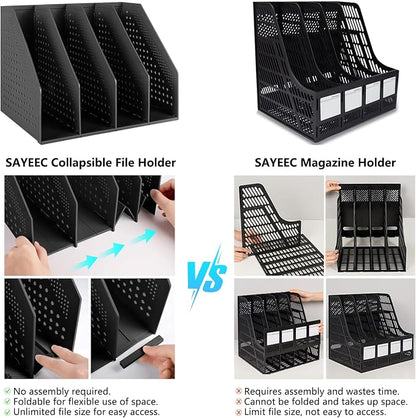 SAYEEC Collapsible Magazine Holder Plastic Desktop 4 Compartment File Rack - Image 6