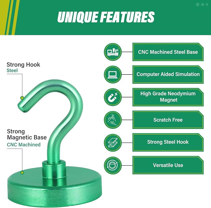 Neosmuk Magnetic Hooks, Heavy Duty 130lb+ Strong Magnet Hook - Image 6