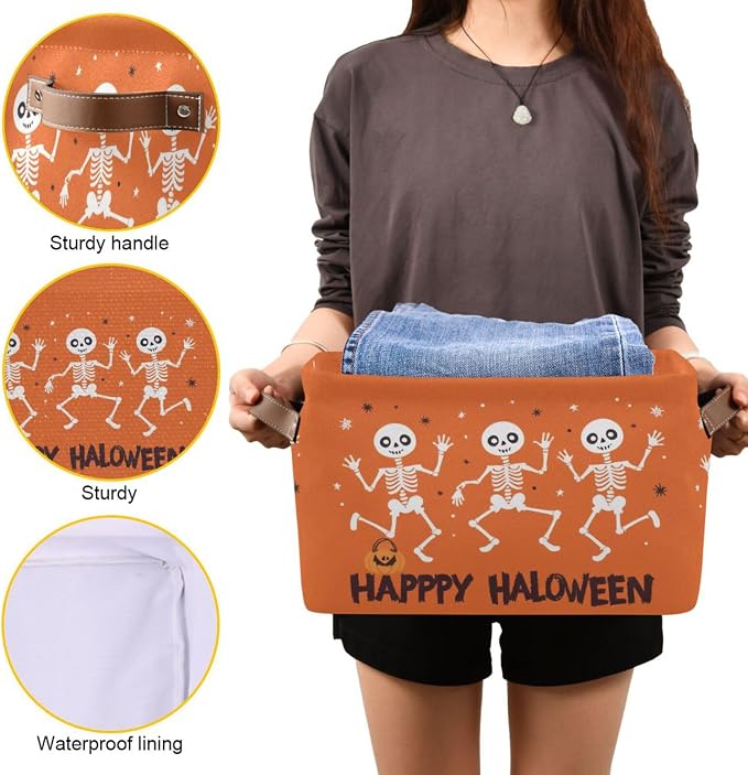Funny Halloween Skeleton Foldable Storage Basket - Image 7
