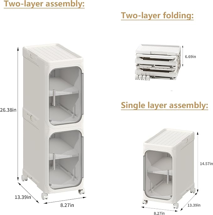 2-Tier Tall Narrow Storage Cabinet, Slim Bathroom Storage Cabinet - Image 2