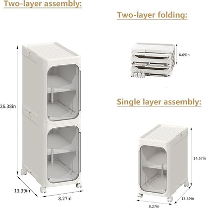 2-Tier Tall Narrow Storage Cabinet, Slim Bathroom Storage Cabinet - Image 2
