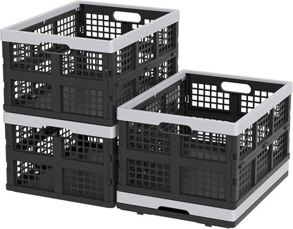34 L Collapsible Storage Crate, Folding Plastic Crates, 4 Packs | Stackable - Image 9