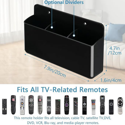 3 Slot Adjustable Remote Control Holder Wall Mount, TV Remote Box Hollow Bottom - Image 2