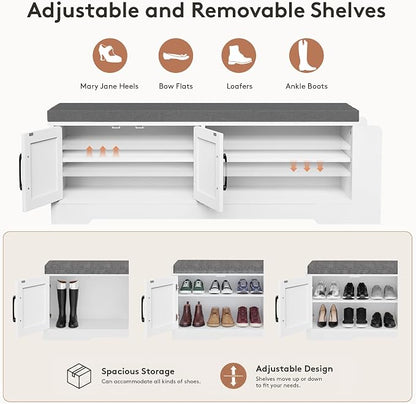 GRUSIGN 47.3" Shoe Storage Bench - Image 5