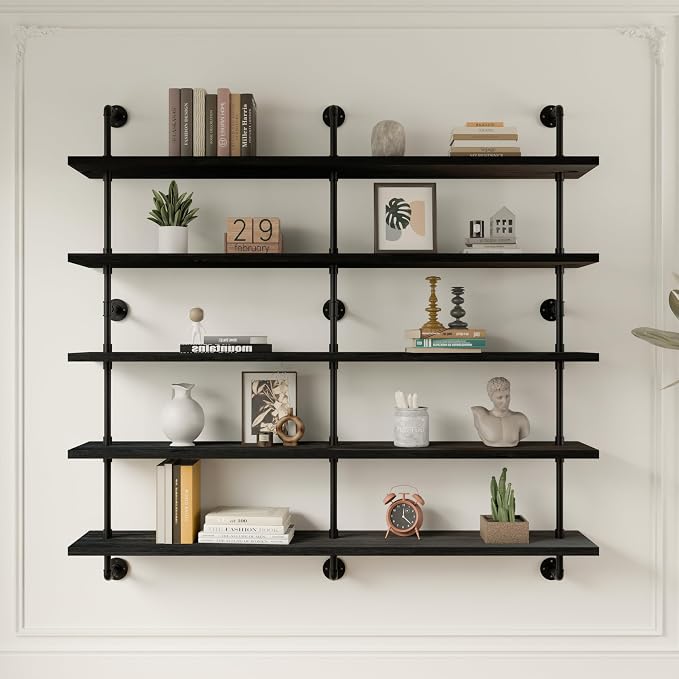 HDDFER Floating Shelves for Wall Bookshelf Industrial Pipe Shelving Shelves 60 by industrialpipeshelving