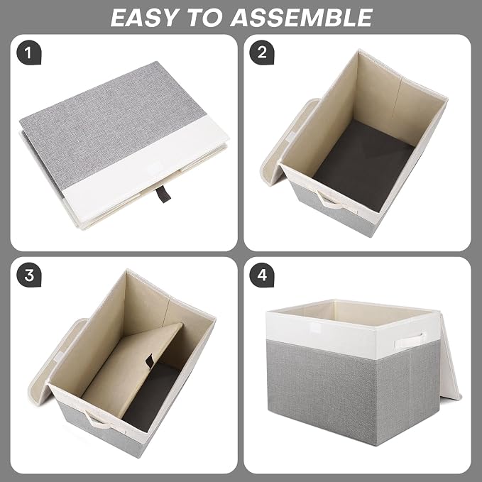 Large 17" 42 Quarts Collapsible Stackable Storage Bins - Image 3