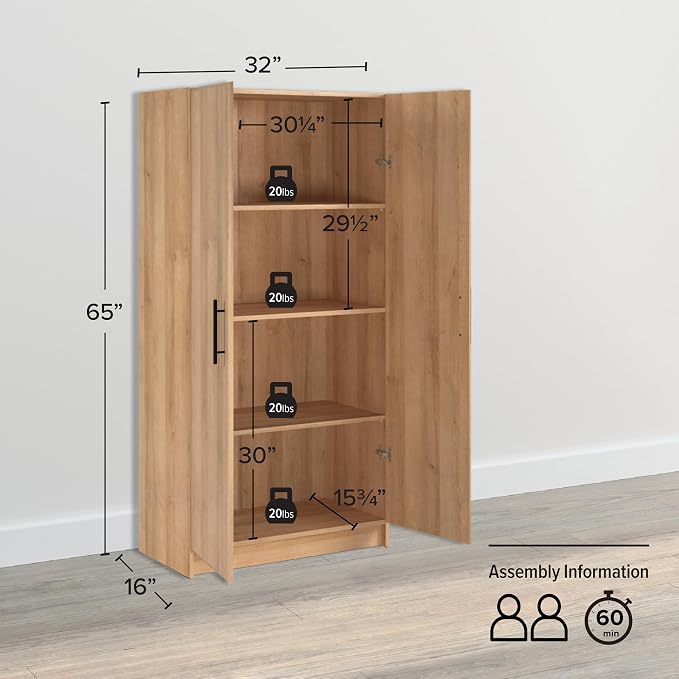Prepac Elite Tall Garage Storage Cabinet & Pantry Storage Cupboard, 2-Door - Image 3