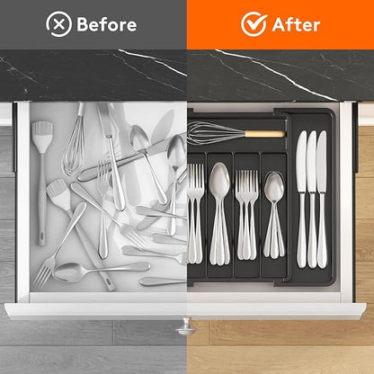 Lifewit Expandable Silverware Organizer, Plastic Utensil Tray - Image 4