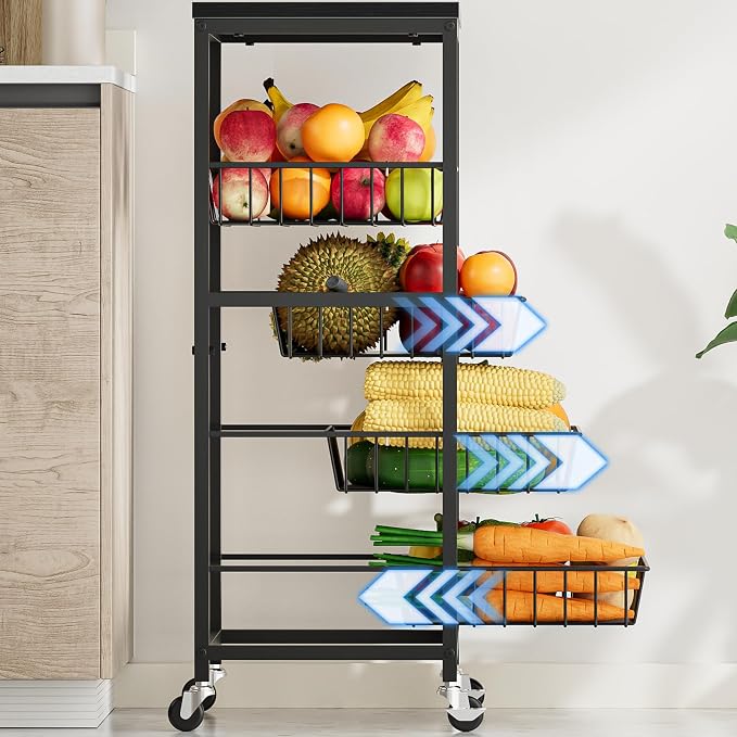 Snack Cart, 5-Tier Kitchen Carts on Wheels - Image 4