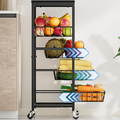 Snack Cart, 5-Tier Kitchen Carts on Wheels - Image 4