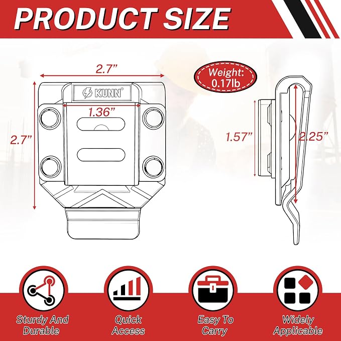 KUNN Drill Holder for Tool Belt, Drill Belt Clip & Tape Measure Holster | - Image 2