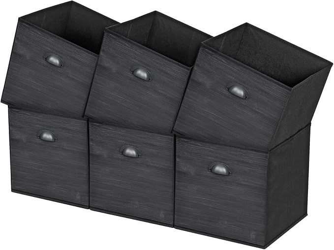 homyfort Faux Wood Grain Cube Storage Bins, 11x11 Inch Storage Cubes, Closet by homyfort