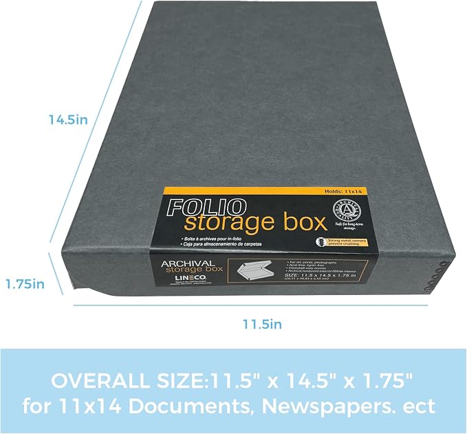 Lineco Clamshell Archival Storage Box, 11.5x14.5x1.75 Inch, Organize and Store - Image 2