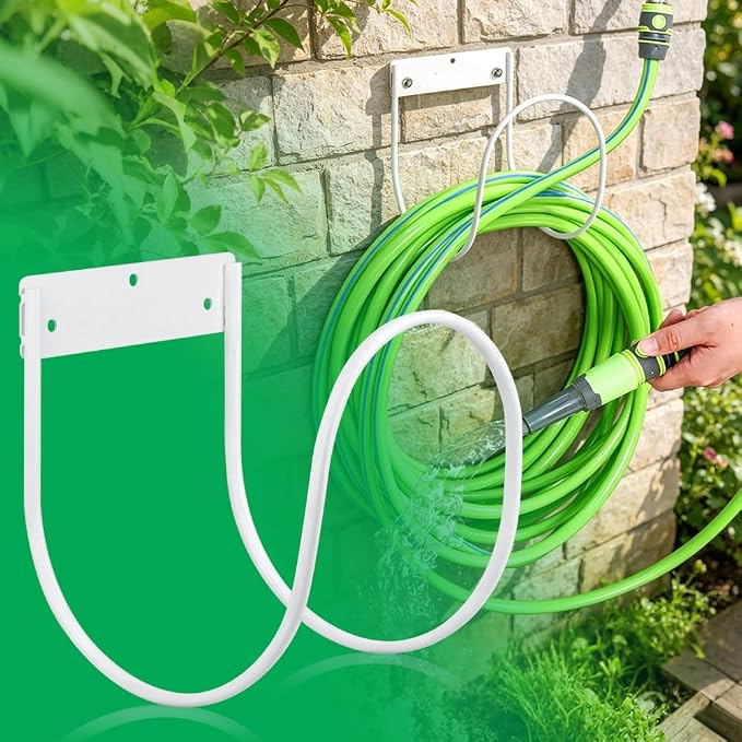 Hose Holder, Metal Water Hose Hanger, Wall Mounted Hose Rack and Hook - Image 5