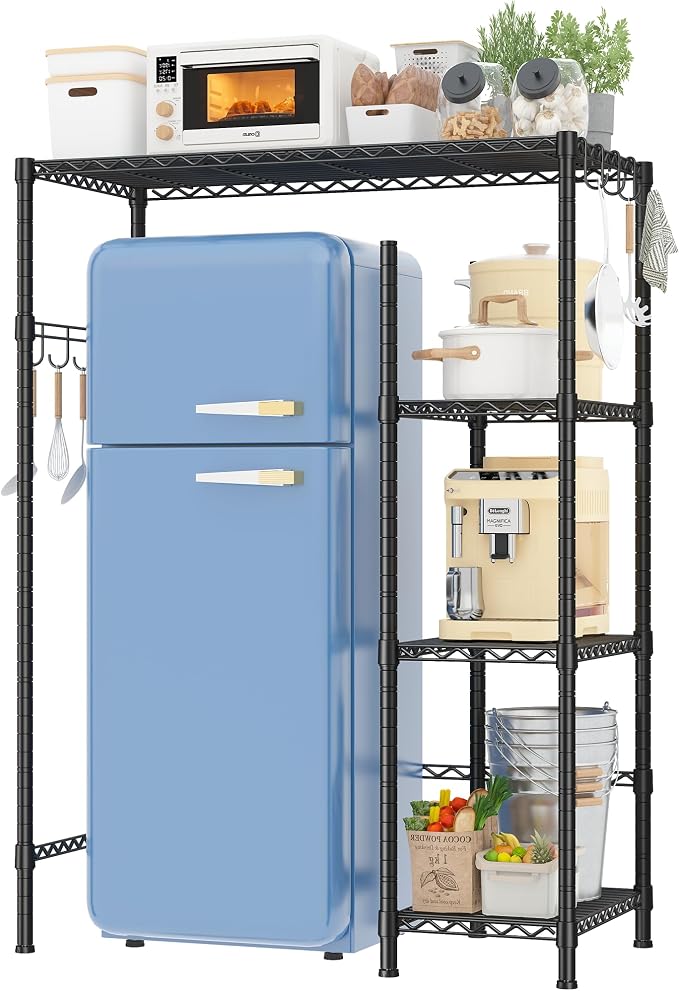 REIBII Mini Fridge Stand with Storage, 4-Tier Adjustable Shelves, 380 lbs | by REIBII