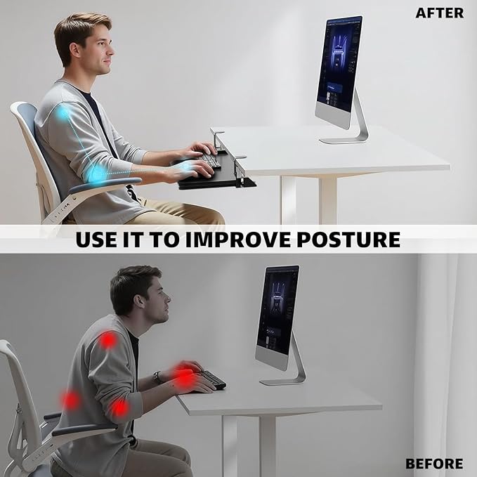Large Keyboard Tray That Slides Out from Under The Desk, Pull Out - Image 3