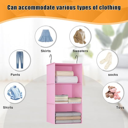 Hanging Closet Organizer and Storage 3-Shelf, Easy Mount Foldable Hanging - Image 7