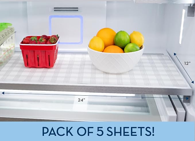 S&T INC. Fridge Liners, 5 Pack, Plaid | Non-Adhesive, Washable and Absorbent - Image 6