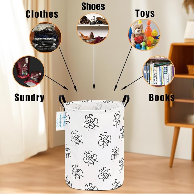 LANGYASHAN Laundry Basket Canvas Fabric Collapsible Organizer Basket - Image 4