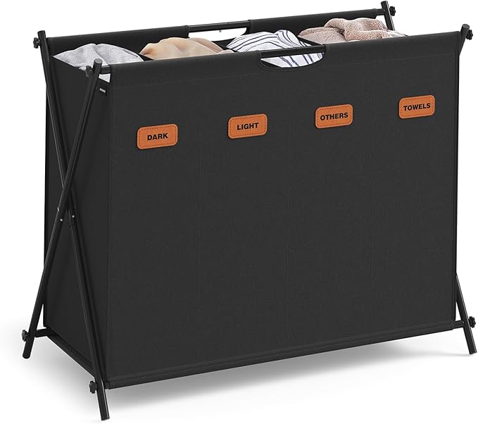 SONGMICS Laundry Hamper, Laundry Basket, 40.9 Gal. Laundry Sorter 4 Sections by Unknown