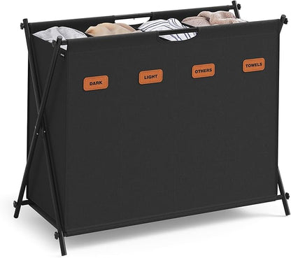 SONGMICS Laundry Hamper, Laundry Basket, 40.9 Gal. Laundry Sorter 4 Sections by Unknown
