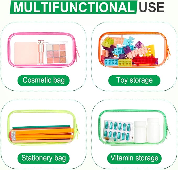 Hoolerry 4 Pcs Hard Clear Zipper Case Makeup Bags Plastic Pencil Pouch - Image 7
