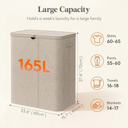 Lifewit 165L 3 Section Laundry Hamper - Image 2