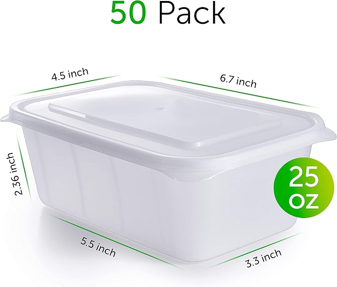 Prep Naturals 50 Pack Meal Prep Containers Reusable | BPA-Free Meal Prep - Image 2