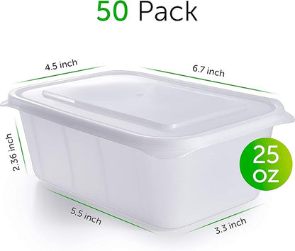 Prep Naturals 50 Pack Meal Prep Containers Reusable | BPA-Free Meal Prep - Image 2
