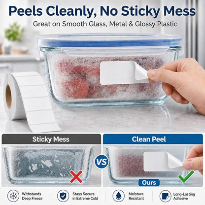 1200 Freezer Labels to Write On, 1x2 Inch Removable Food Labels, Freezer-Safe - Image 2