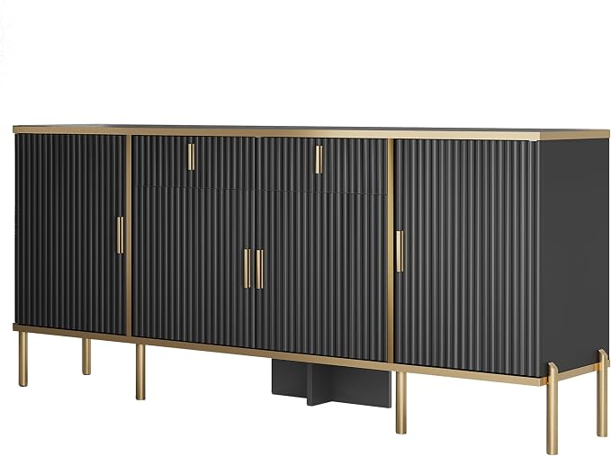 60" Fluted Buffet Cabinet with Storage, Modern Buffets & Sideboard with 2 - Image 7
