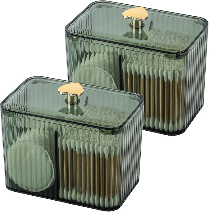 Tbestmax Qtip Holder Dispenser 3-Section Clear Bathroom Organizer Jar 3 Grids by Tbestmax