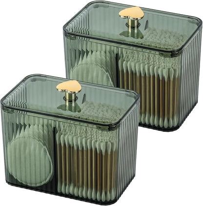 Tbestmax Qtip Holder Dispenser 3-Section Clear Bathroom Organizer Jar 3 Grids by Tbestmax