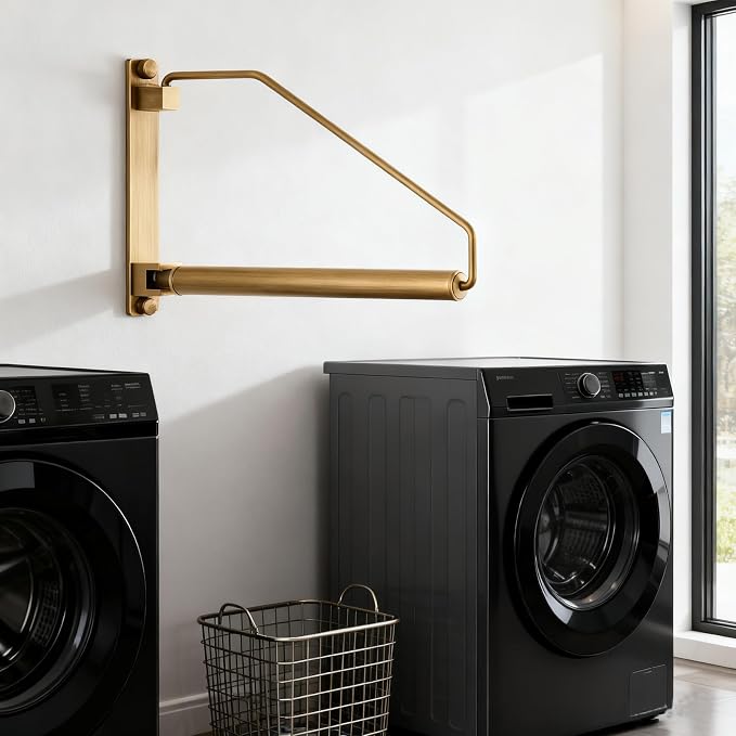 Folding Wall Mounted Clothes Hanger Rack Clothes Hook Solid Brass - Image 3
