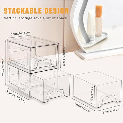 6 Pack Stackable Makeup Organizer, 4.4'' Tall Acrylic Bathroom Makeup Organizer - Image 2