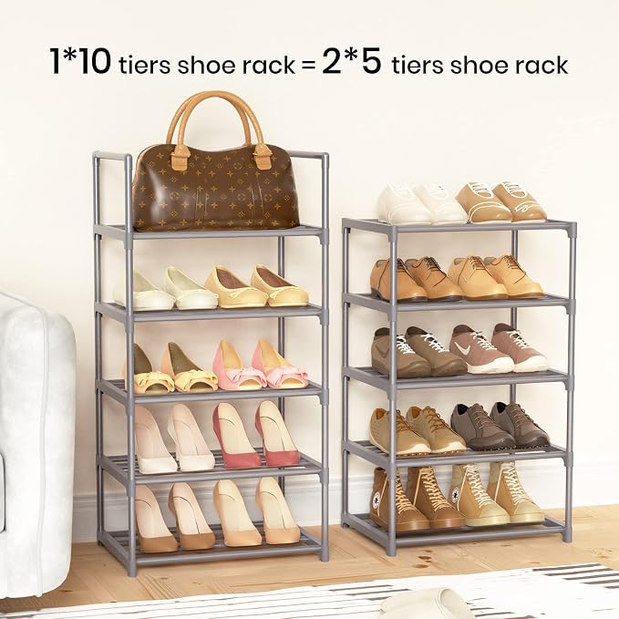 10 Tiers Tall Shoe Rack Narrow 20-24 Pairs Shoe Rack - Image 4