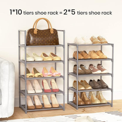 10 Tiers Tall Shoe Rack Narrow 20-24 Pairs Shoe Rack - Image 4