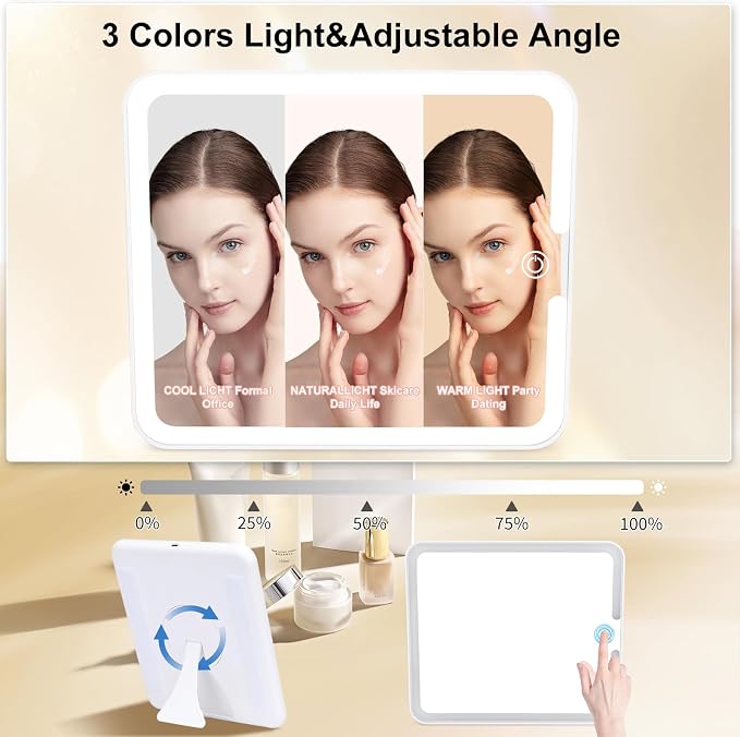 Makeup Box with Led Mirror, Travel Train Hard Case with Rechargeable Lighted - Image 3