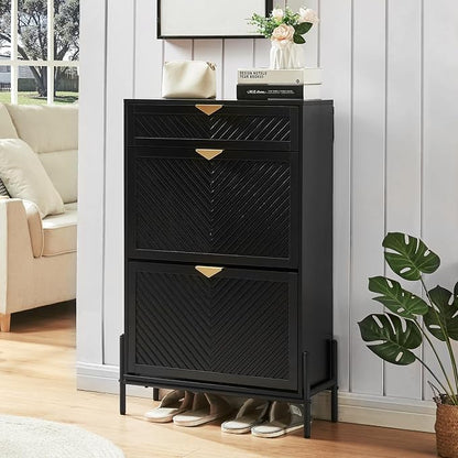 Shoe Cabinet with 2 Flip Drawers, Narrow Entryway Rack, Freestanding, by VIPLUMI