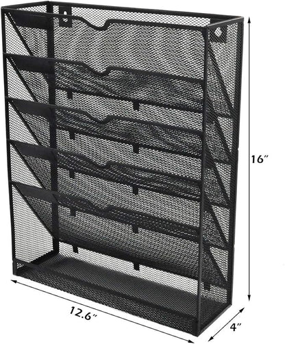 EASEPRES Desk File Organizer Mesh 6-Tier, Hanging Wall Mount Document - Image 2