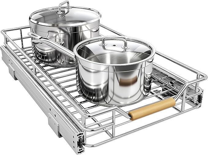 Pull out Cabinet Organizer, Heavy Duty Smooth Sliding Under Cabinet Shelves by Kitstorack