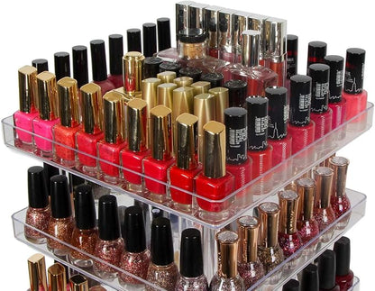 JACKCUBE DESIGN 5 Tier Clear Nail Polish 360 Rotating Display Rack Organizer - Image 2