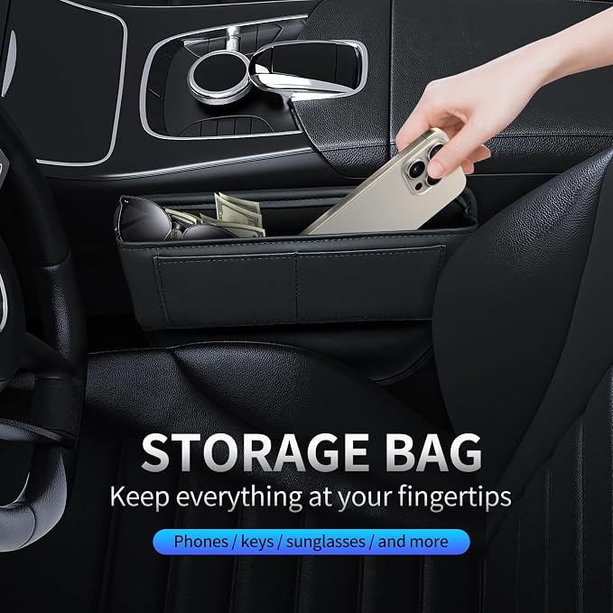 Universal Fit Car Seat Gap Filler Leather Car Storage Organizer Front Seat Auto - Image 2