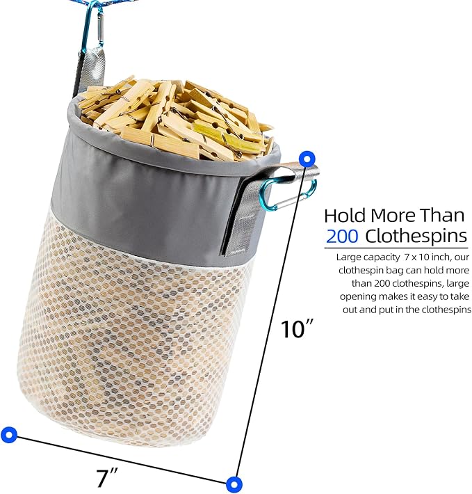 Mesh Clothespin Bag Holder Outside, Ventilation and Moisture Resistance - Image 2