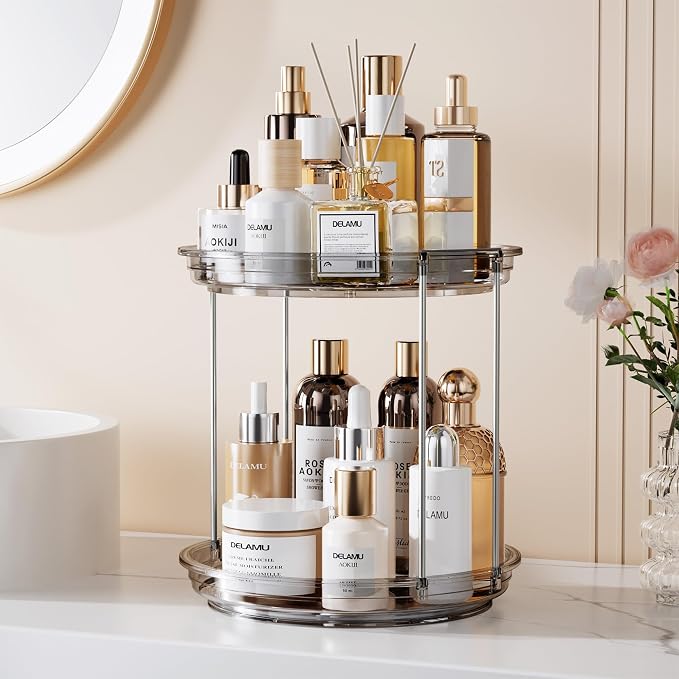 Delamu 2 Tier Rotating Makeup Organizer - Image 4
