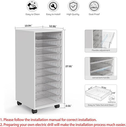 WOPITUES Storage Drawer Cart, Mobile Storage Cabinet, Makeup Storage - Image 3