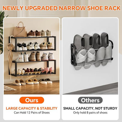 Homeiju Hanging Shoe Organizer, 2 Pack Wall Mounted Shoe Rack Holds 12 Pairs - Image 6