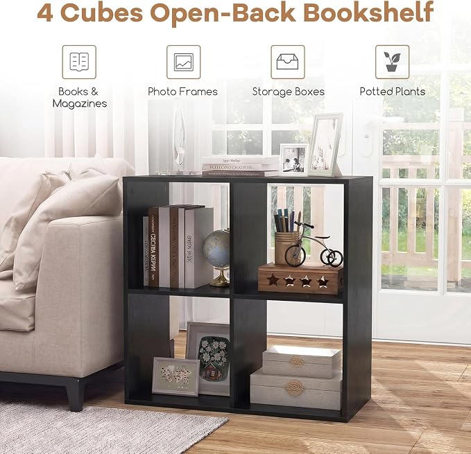 POWERSTONE 4 Cube Storage Organizer, 2 Tier Cubby Bookshelf Freestanding - Image 6