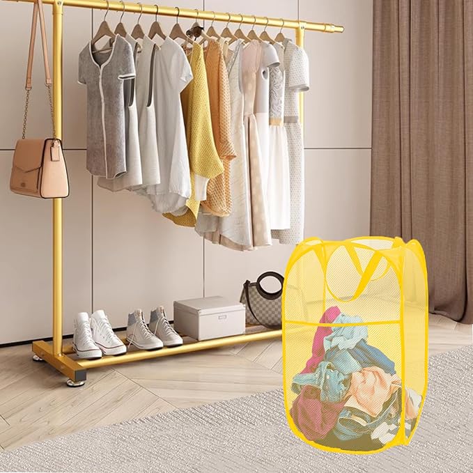 Pop Up Laundry Basket Mesh Collapsible Laundry Basket Foldable Popup Hamper - Image 4