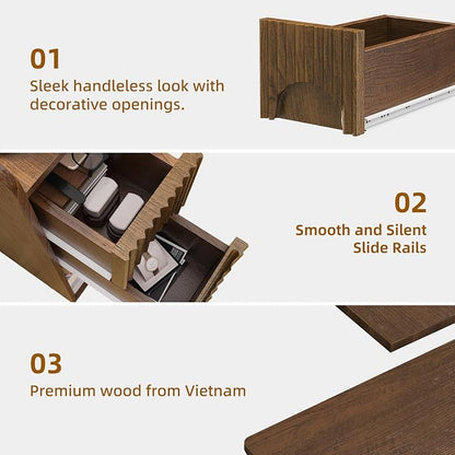 Slim Bedside Table Set of 2, Narrow Nightstand - Image 4